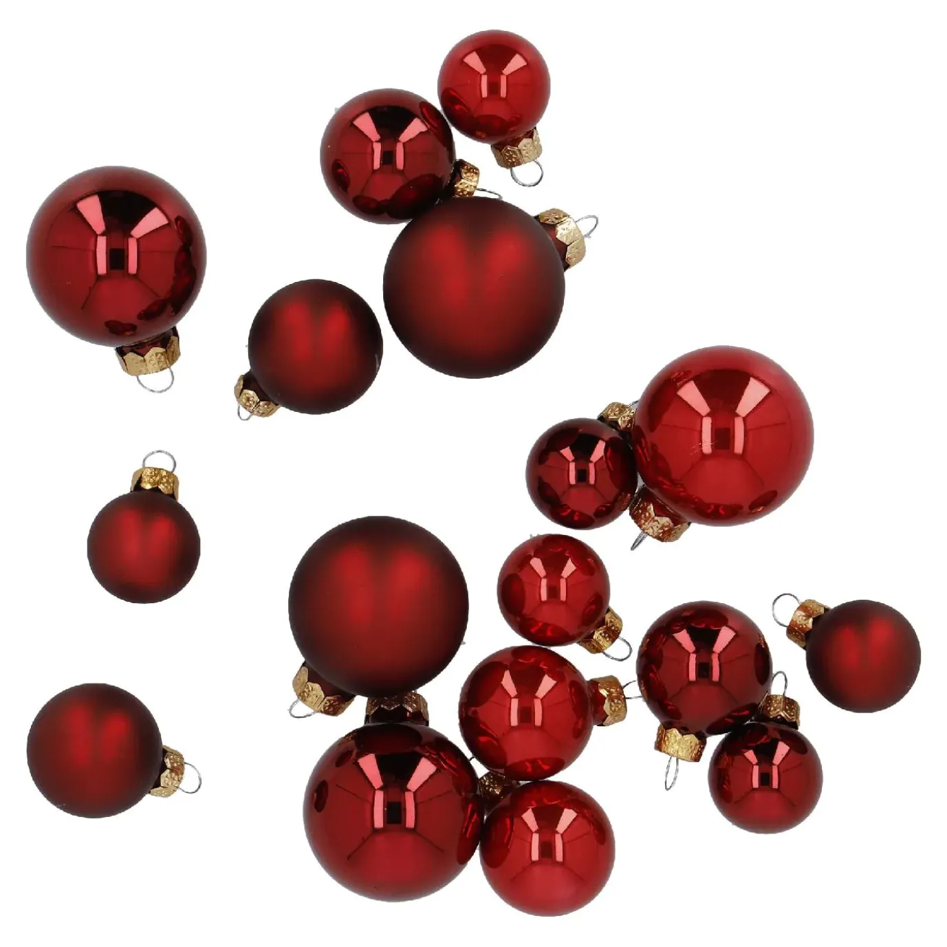 17er Set Glaskugeln Mix, Rot