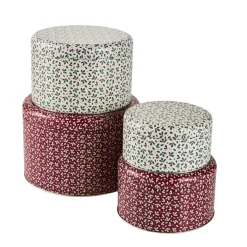 4er Set Keksdose Ilex, Rund, Rot/weiß