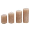 4er Set Kerze Rustik, Gestuft, Karamell