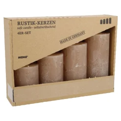 4er Set Kerze Rustik, Gestuft, Karamell