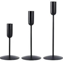 3er Set Kerzenständer, Stabkerzen, Schwarz Matt