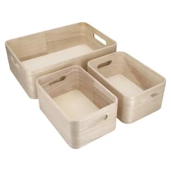 3er Set Kiste, Geriffelt/natur