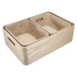 3er Set Kiste, Geriffelt/natur