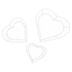 3er Set Korb Herz, Weiß