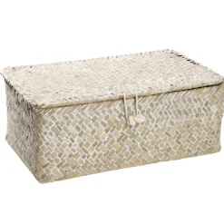 3er Set Korb Mit Deckel, Natur/weiß