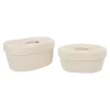 2er Set Korb Mit Deckel, Oval/weiß