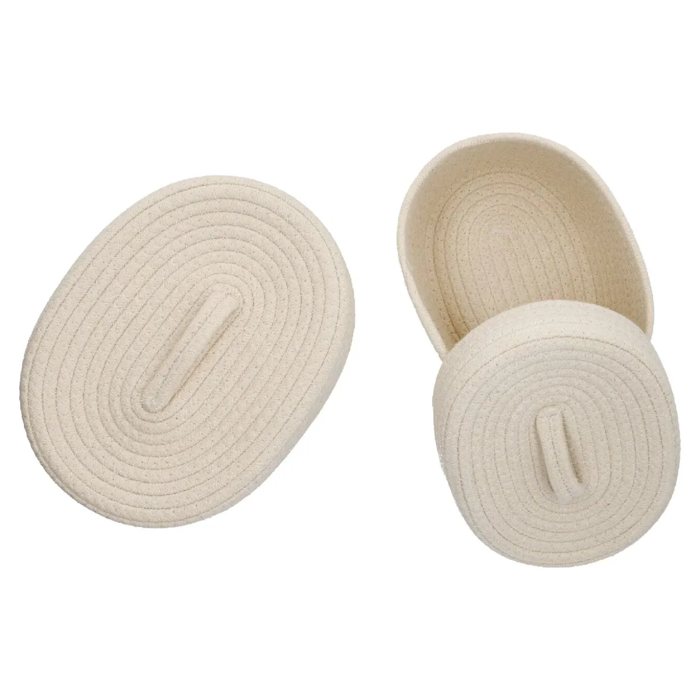 2er Set Korb Mit Deckel, Oval/weiß