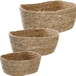 3er Set Korb Natur, Eckig/natur