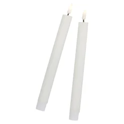 2er Set LED-Stabkerze Rustik, Hellcreme, 24.5 Cm