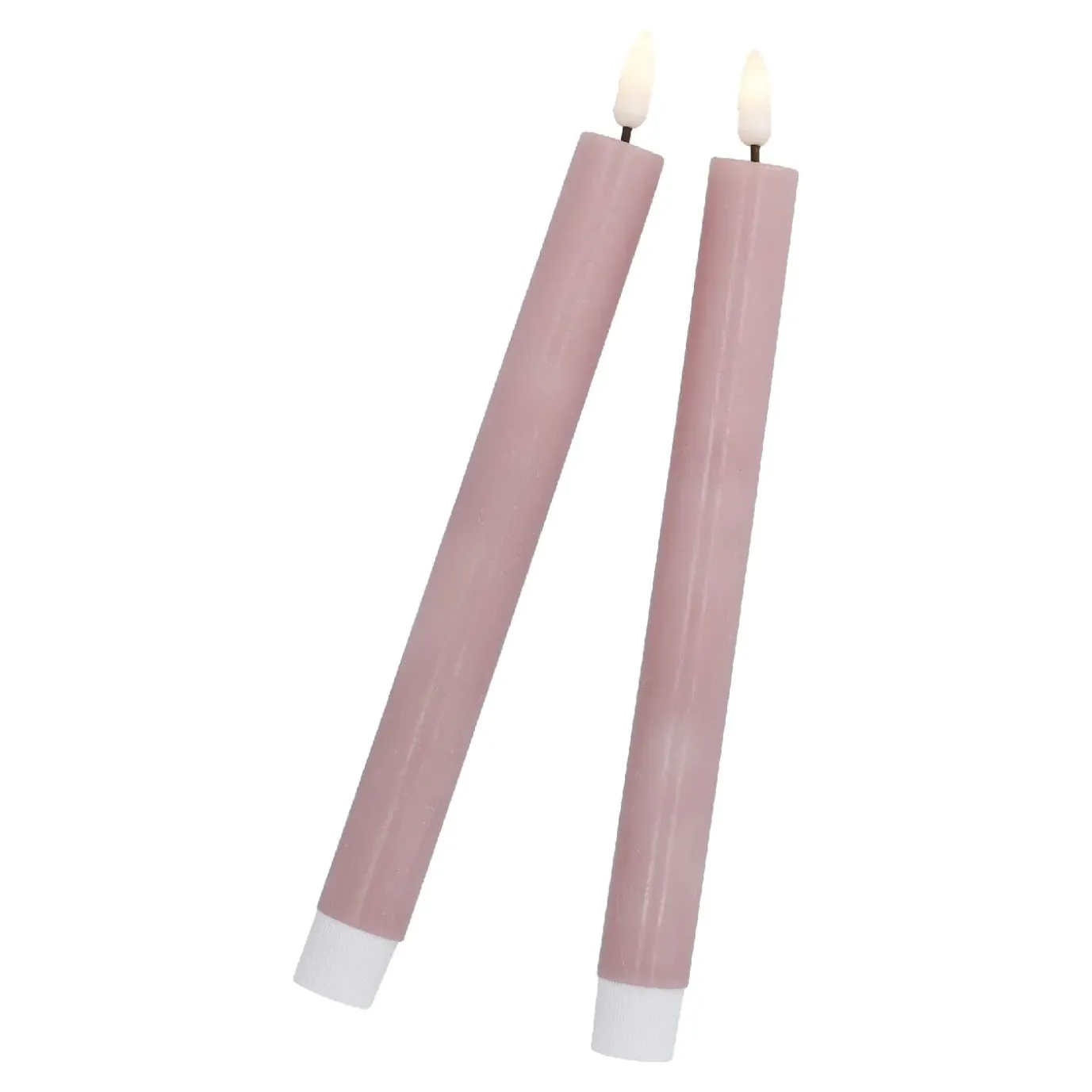 2er Set LED-Stabkerze Rustik, Altrosa, 24.5 Cm