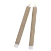 2er Set LED-Stabkerze Rustik, Karamel, 24.5 Cm