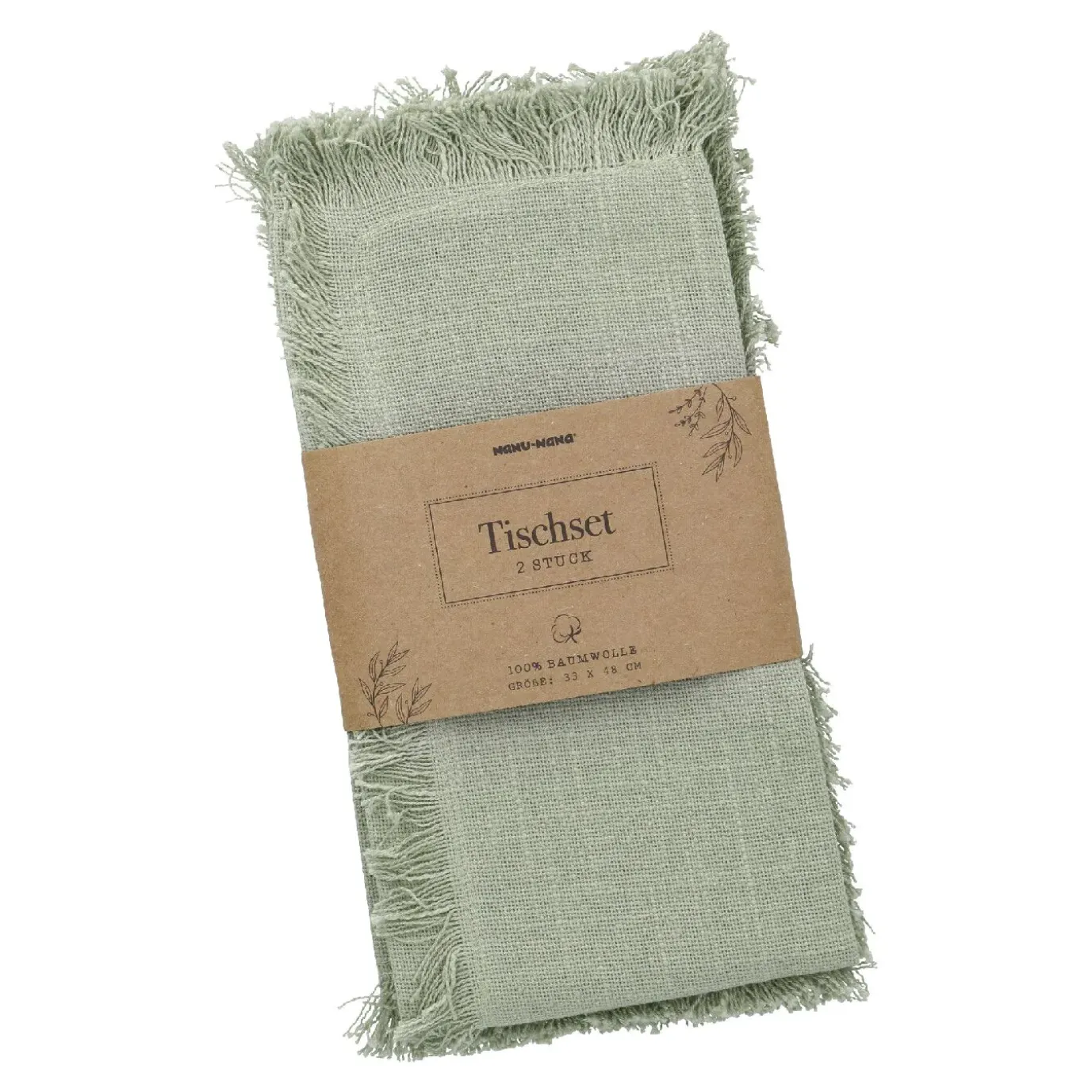 2er Set Platzset Fransen, Grün, 33 X 48 Cm