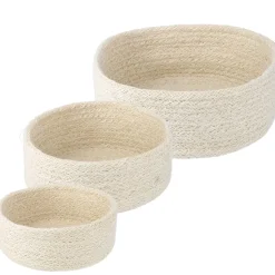 3er Set Schale Jute, Rund, Weiß