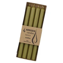 4er Set Stabkerze Rustik, Olivegrün, 25 Cm