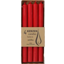 4er Set Stabkerze Rustik, Rot, 25 Cm