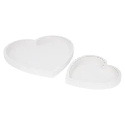 2er Set Tablett Herz, Weiß