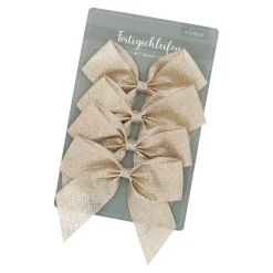 4er Set Web-Schleife, Natur/gold
