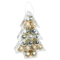 34er Set Weihnachtskugeln, Champagner