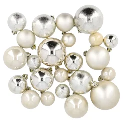 24er Weihnachtskugeln Mix, Champagner