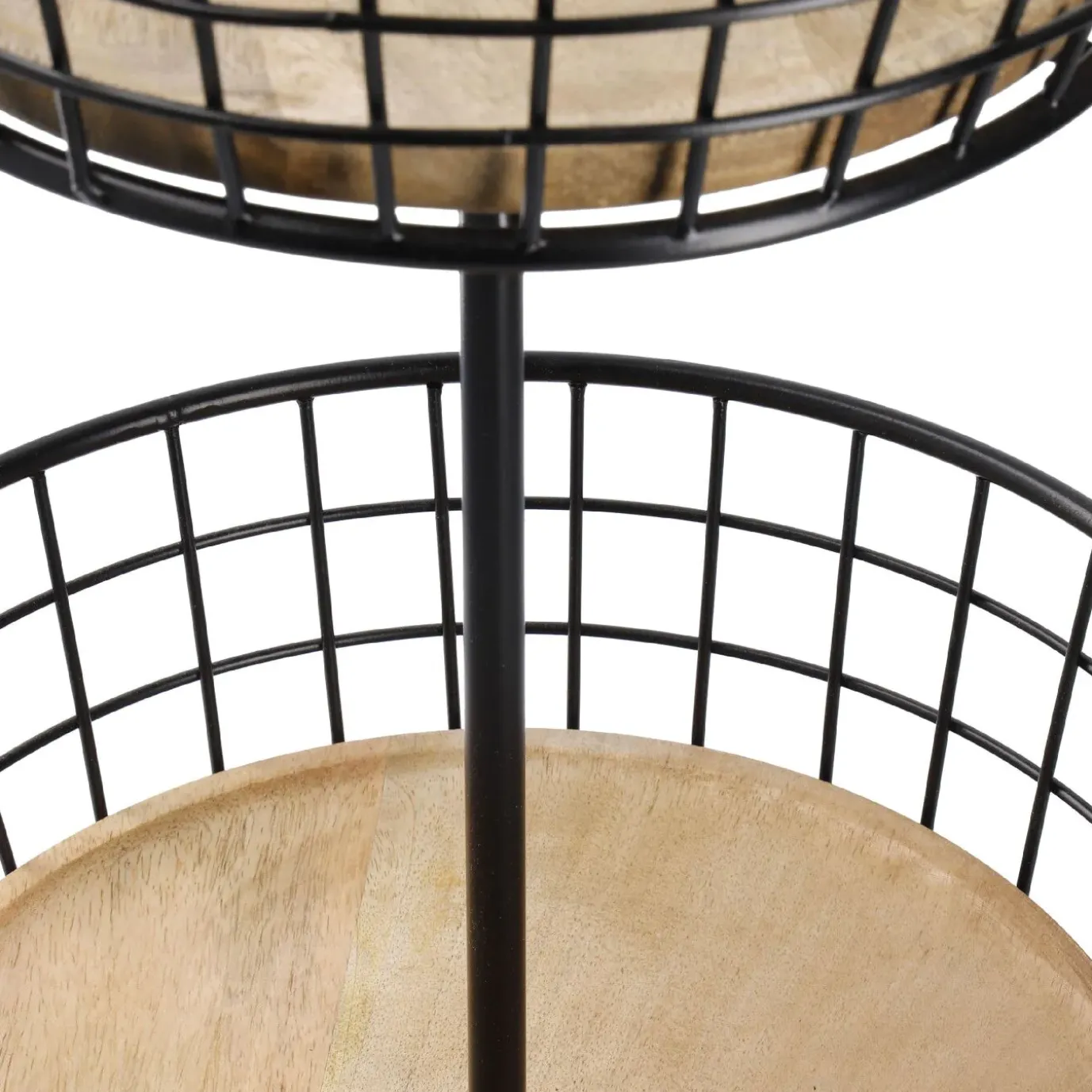 Etagere Holz/Metall, 2 Körbe, Schwarz, 68 Cm