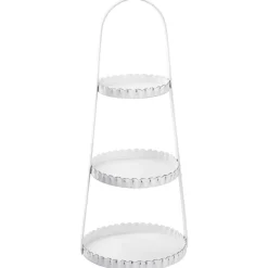 Etagere Metall, 3 Teller, Weiß, 40 Cm