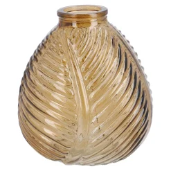 Flaschenvase Blatt, Braun/bauchig, 13 Cm