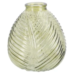 Flaschenvase Blatt, Hellgrün/bauchig, 13 Cm