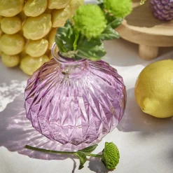 Flaschenvase Kugel, Rauten/lila, 14 X 13 Cm