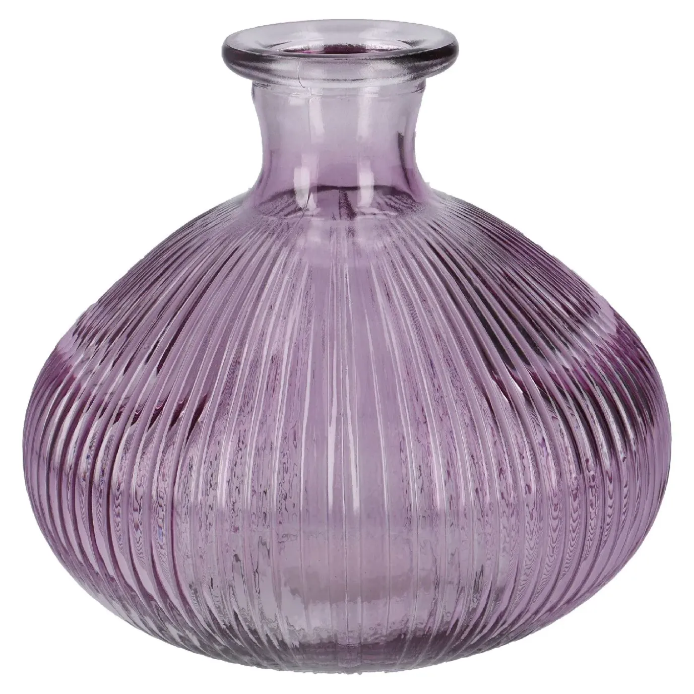 Flaschenvase Kugel, Rillen/lila, 14 X 13 Cm
