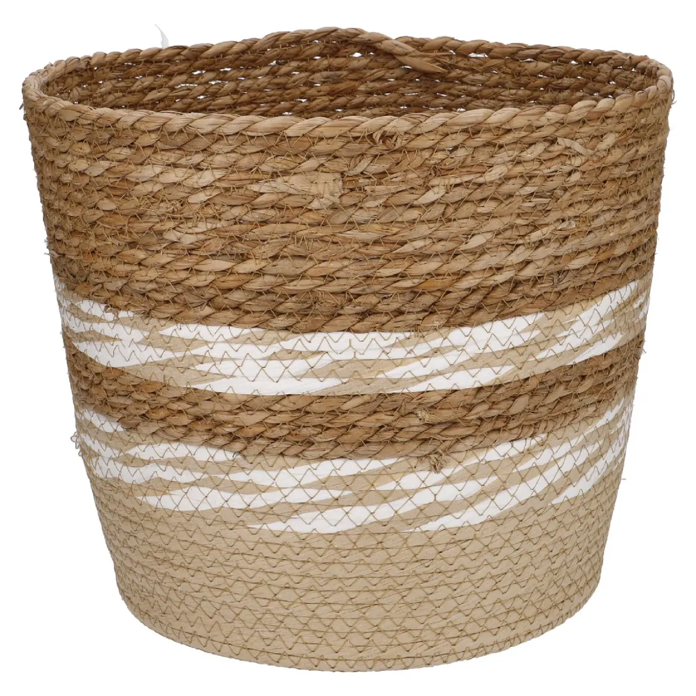 Flechtkorb Streifen, Natur/weiß, 31 X 27.5 Cm