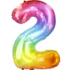 Folienballon Zahl 2, Bunt, 80 Cm