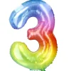 Folienballon Zahl 3, Bunt, 80 Cm