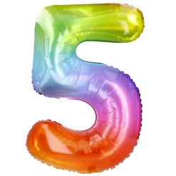 Folienballon Zahl 5, Bunt, 80 Cm