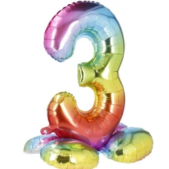 Folienballon Zahl 3, Stehend, 81 Cm