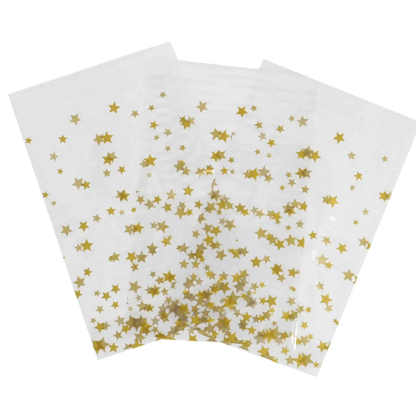 Folienbeutel, 10 Stück, Sterne/gold, 15 X 24 Cm