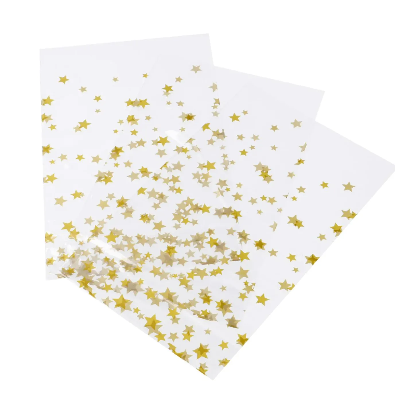 Folienbeutel, 10 Stück, Sterne/gold, 15 X 24 Cm