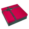 Geschenkkarton Schleife, Dunkelgrün/rot, 40 X 40 Cm