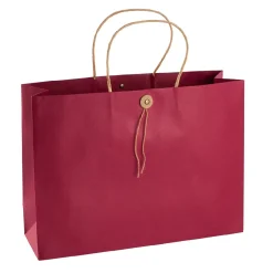 Geschenktüte Mit Knopf, Rot, 32.5 X 24 Cm