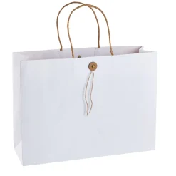 Geschenktüte Mit Knopf, Weiß, 32.5 X 24 Cm