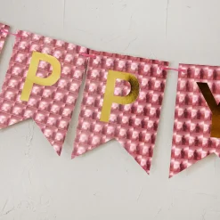 Girlande Happy Birthday, Holo/rot, 4 Meter