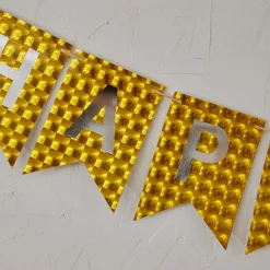 Girlande Happy Birthday, Holo/gold, 4 Meter