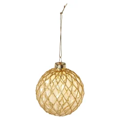 Glaskugel Dekor, Rauten/gold, 8 Cm