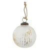 Glaskugel Längsrillen, Creme/gold, 7 Cm