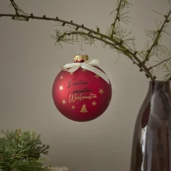 Glaskugel Spruch, Einatmen/rot/matt, 10 Cm