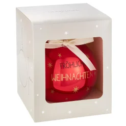 Glaskugel Spruch, Fröhliche/rot/glänzend, 10 Cm