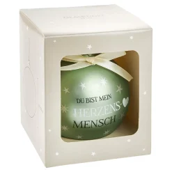 Glaskugel Spruch, Herzensmensch/mint/matt, 10 Cm