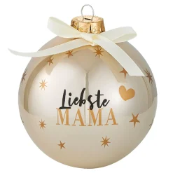 Glaskugel Spruch, Mama/champagner/glänzend, 10 Cm