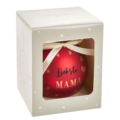 Glaskugel Spruch, Mama/rot/matt, 10 Cm