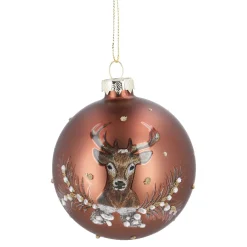 Glaskugel Vintage, Hirsch/dunkelbraun/matt, 8 Cm