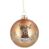 Glaskugel Vintage, Hirsch/kupfer/matt, 8 Cm